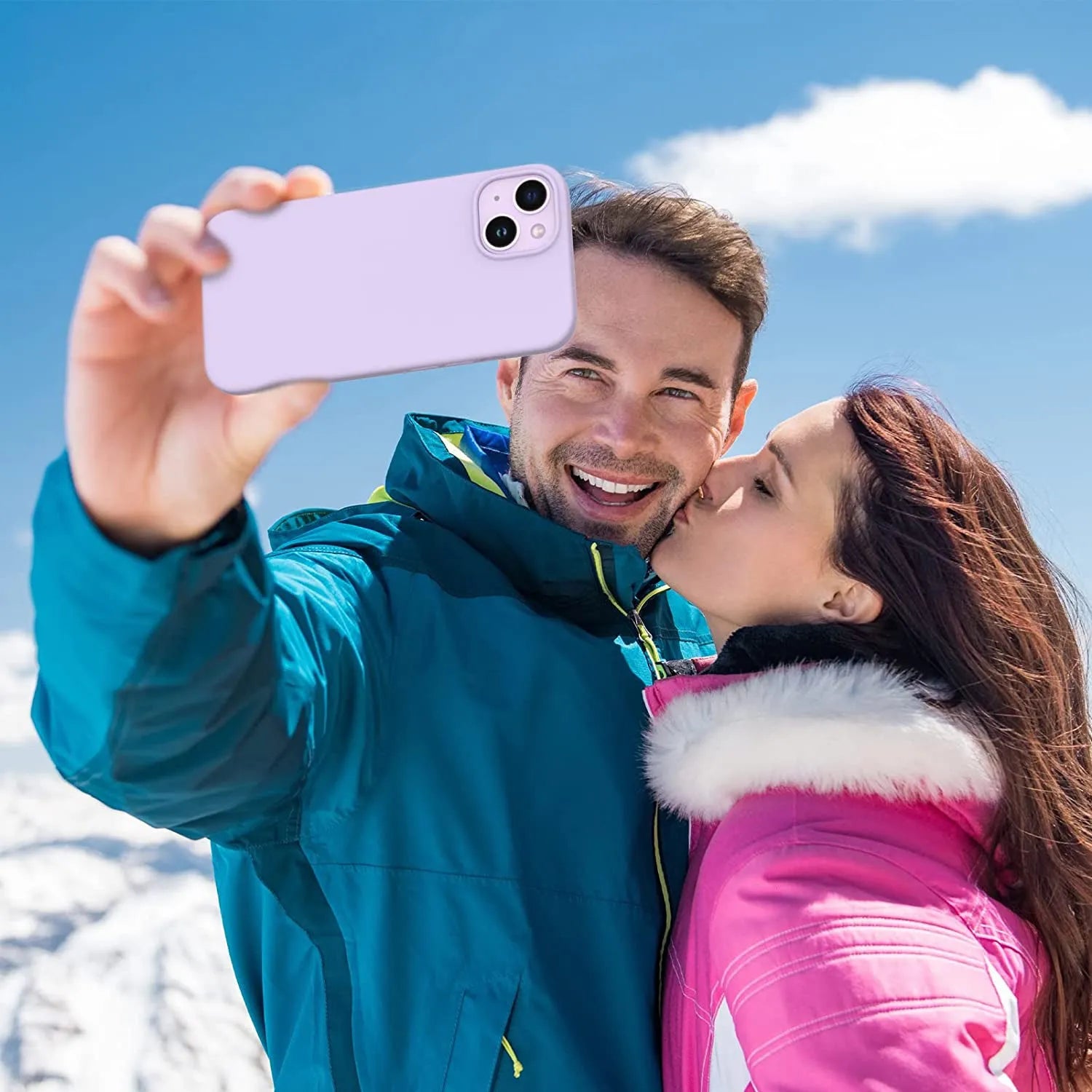 Liquid Silicone Case For Apple iPhone 14 Plus Luxury Thin Phone Cover Liliac Purple