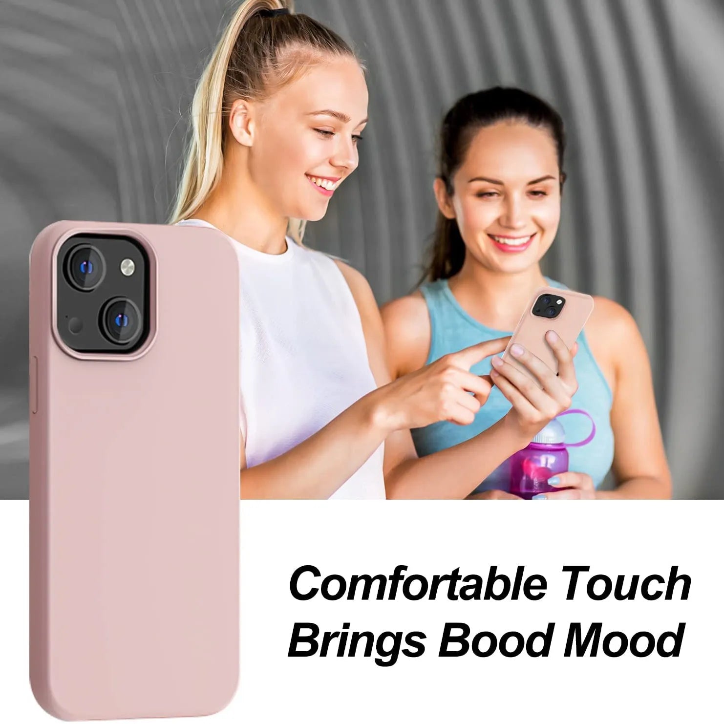 Liquid Silicone Case For Apple iPhone 14 Plus Luxury Thin Phone Cover Pink Sand