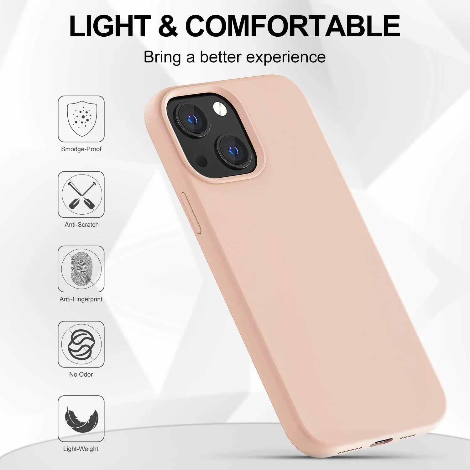 Liquid Silicone Case For Apple iPhone 14 Plus Luxury Thin Phone Cover Pink Sand