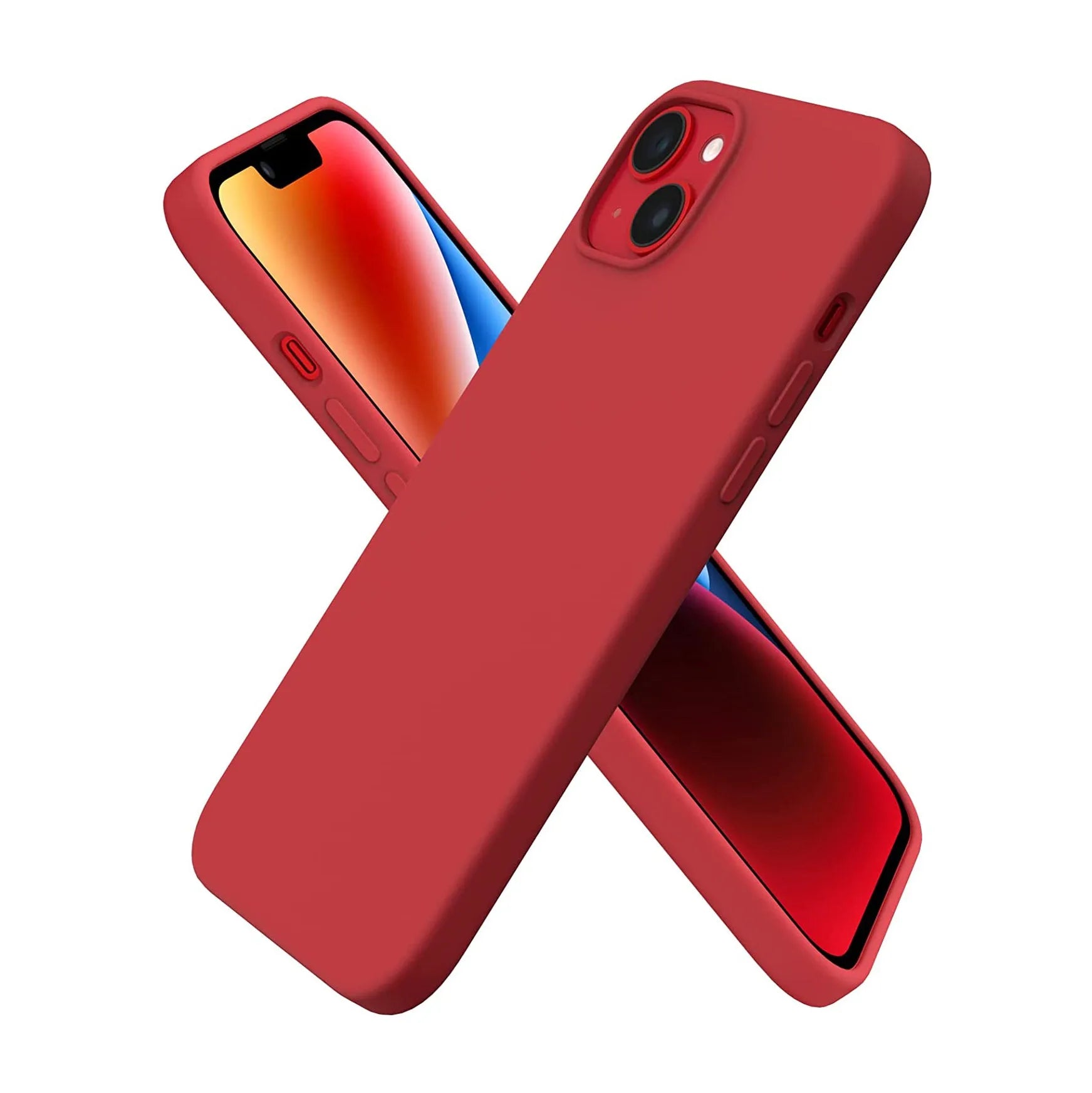 Liquid Silicone Case For Apple iPhone 14 Plus Luxury Thin Phone Cover Red