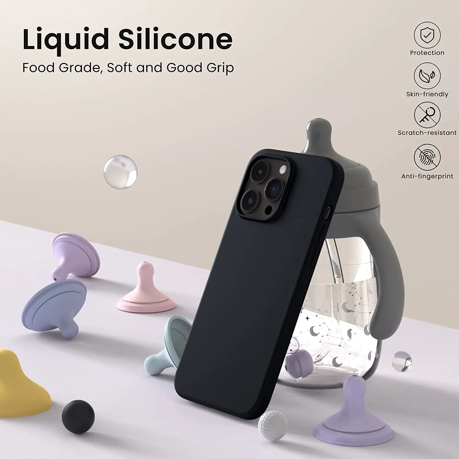 Liquid Silicone Case For Apple iPhone 14 Pro Luxury Thin Phone Cover Black