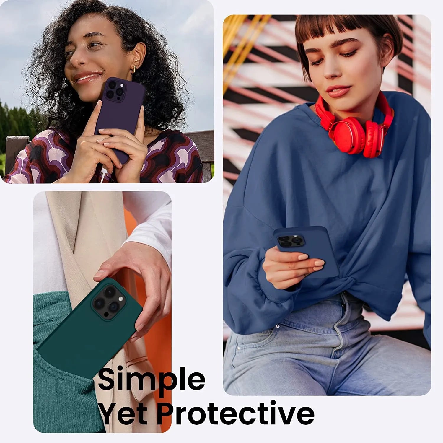 Liquid Silicone Case For Apple iPhone 14 Pro Luxury Thin Phone Cover Blue