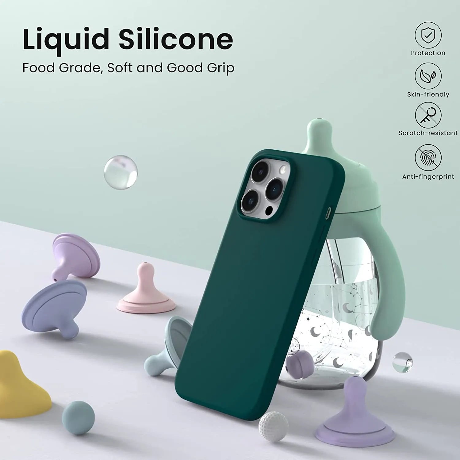 Liquid Silicone Case For Apple iPhone 14 Pro Luxury Thin Phone Cover Green