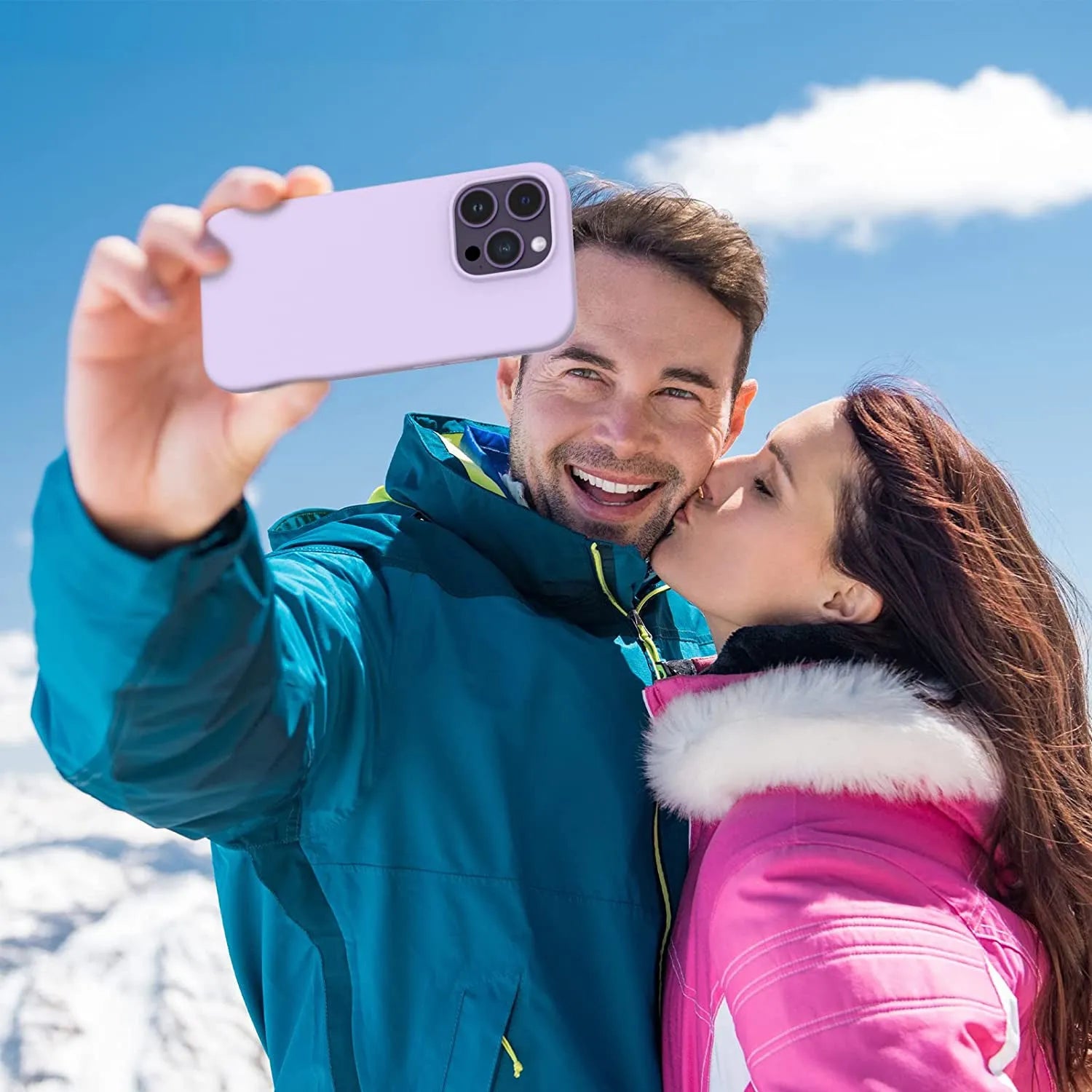 Liquid Silicone Case For Apple iPhone 14 Pro Luxury Thin Phone Cover Liliac Purple