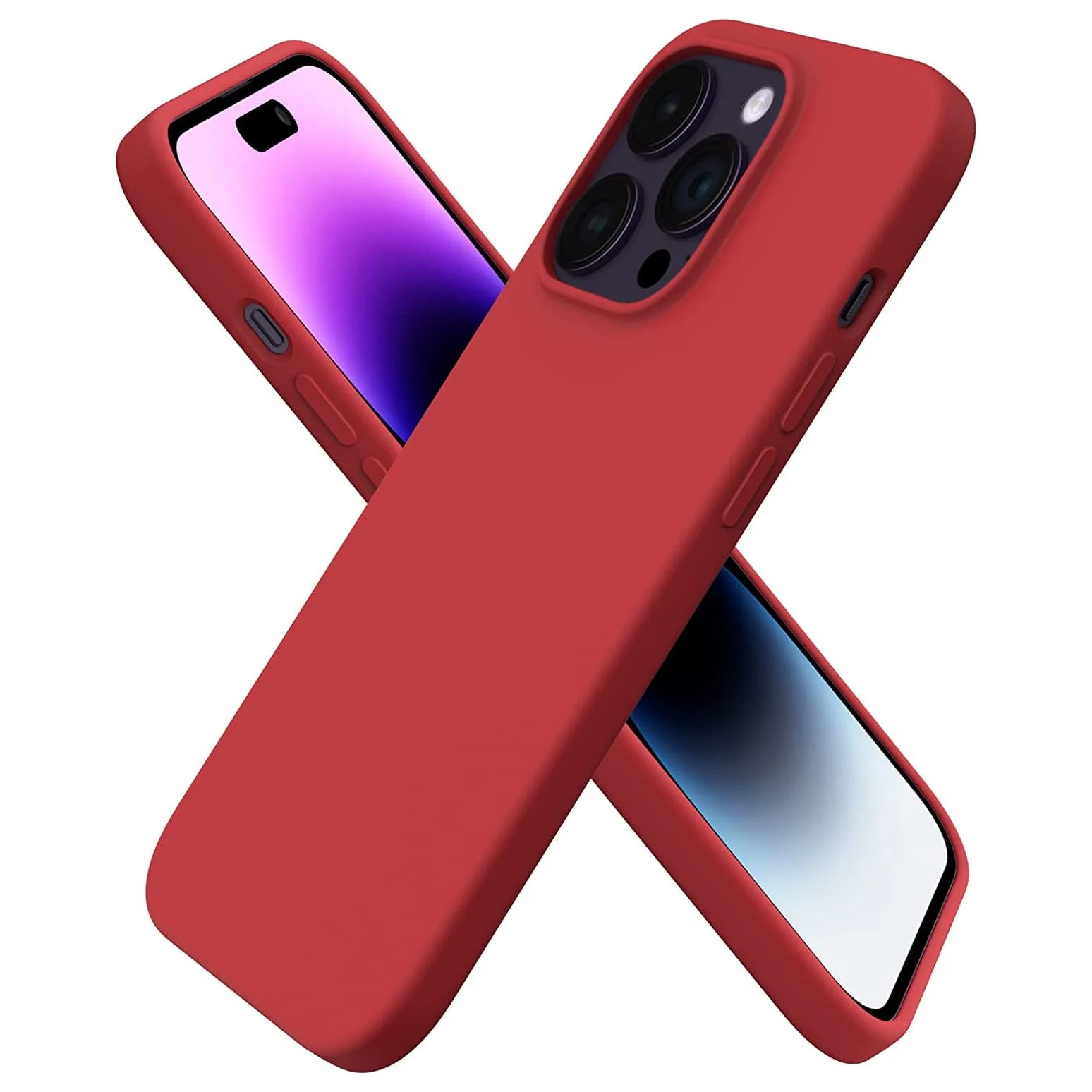 Liquid Silicone Case For Apple iPhone 14 Pro Luxury Thin Phone Cover Red