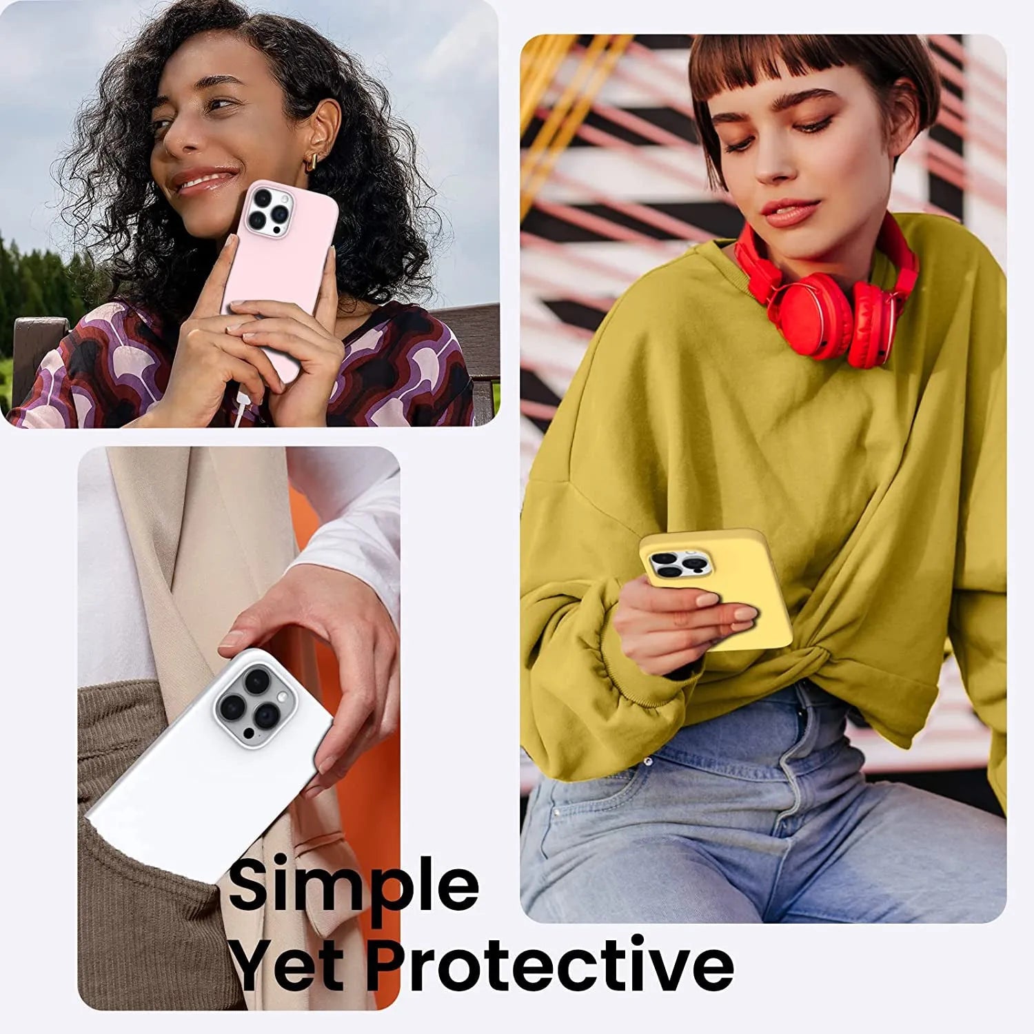 Liquid Silicone Case For Apple iPhone 14 Pro Luxury Thin Phone Cover Yellow