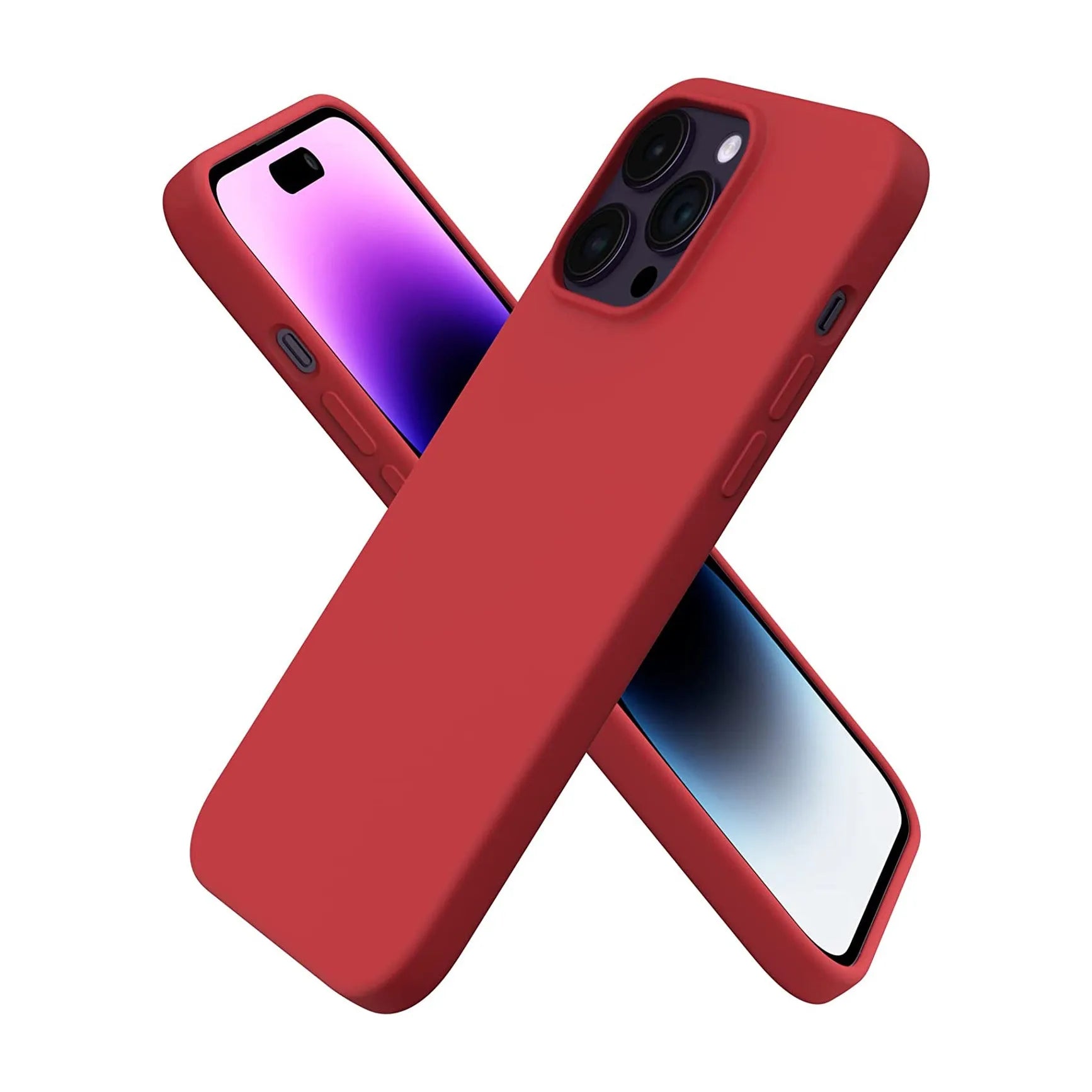 Liquid Silicone Case For Apple iPhone 14 Pro Max Luxury Thin Phone Cover Red