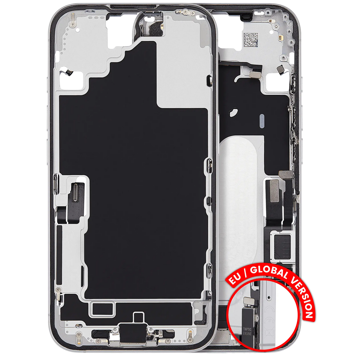 Mid Frame Housing W/ Charging Port Flex & Small Parts For I Phone 16 (Eu / Global Version) (Used Oem Pull: Grade B) (White)