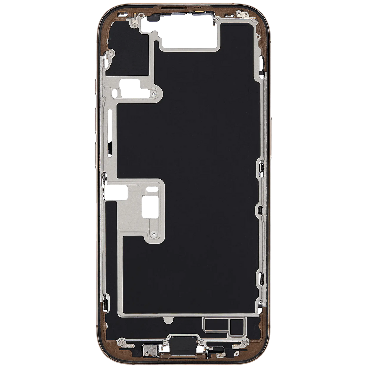 Mid Frame Housing W/ Charging Port Flex & Small Parts For I Phone 16 Pro (Eu / Global Version) (Used Oem Pull: Grade A) (Desert Titanium)