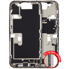 Mid Frame Housing W/ Charging Port Flex & Small Parts For I Phone 16 Pro (Eu / Global Version) (Used Oem Pull: Grade A) (Natural Titanium)