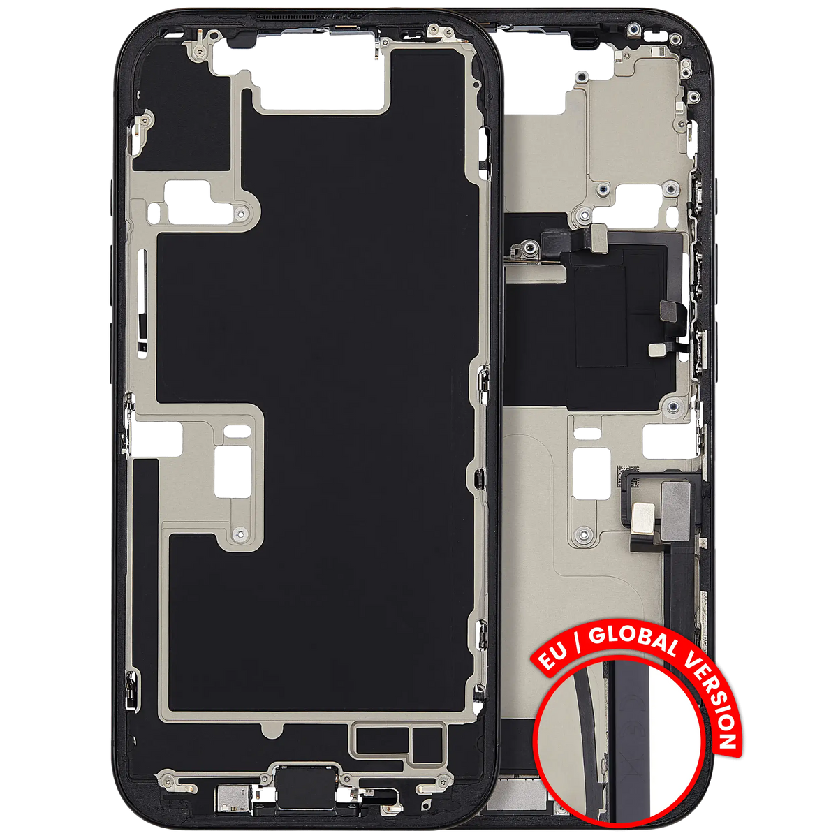 Mid Frame Housing W/ Charging Port Flex & Small Parts For I Phone 16 Pro (Eu / Global Version) (Used Oem Pull: Grade B) (Black Titanium)
