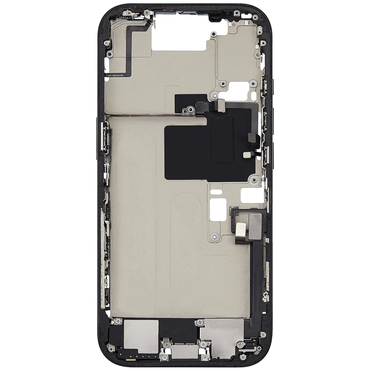 Mid Frame Housing W/ Charging Port Flex & Small Parts For I Phone 16 Pro (Eu / Global Version) (Used Oem Pull: Grade B) (Black Titanium)