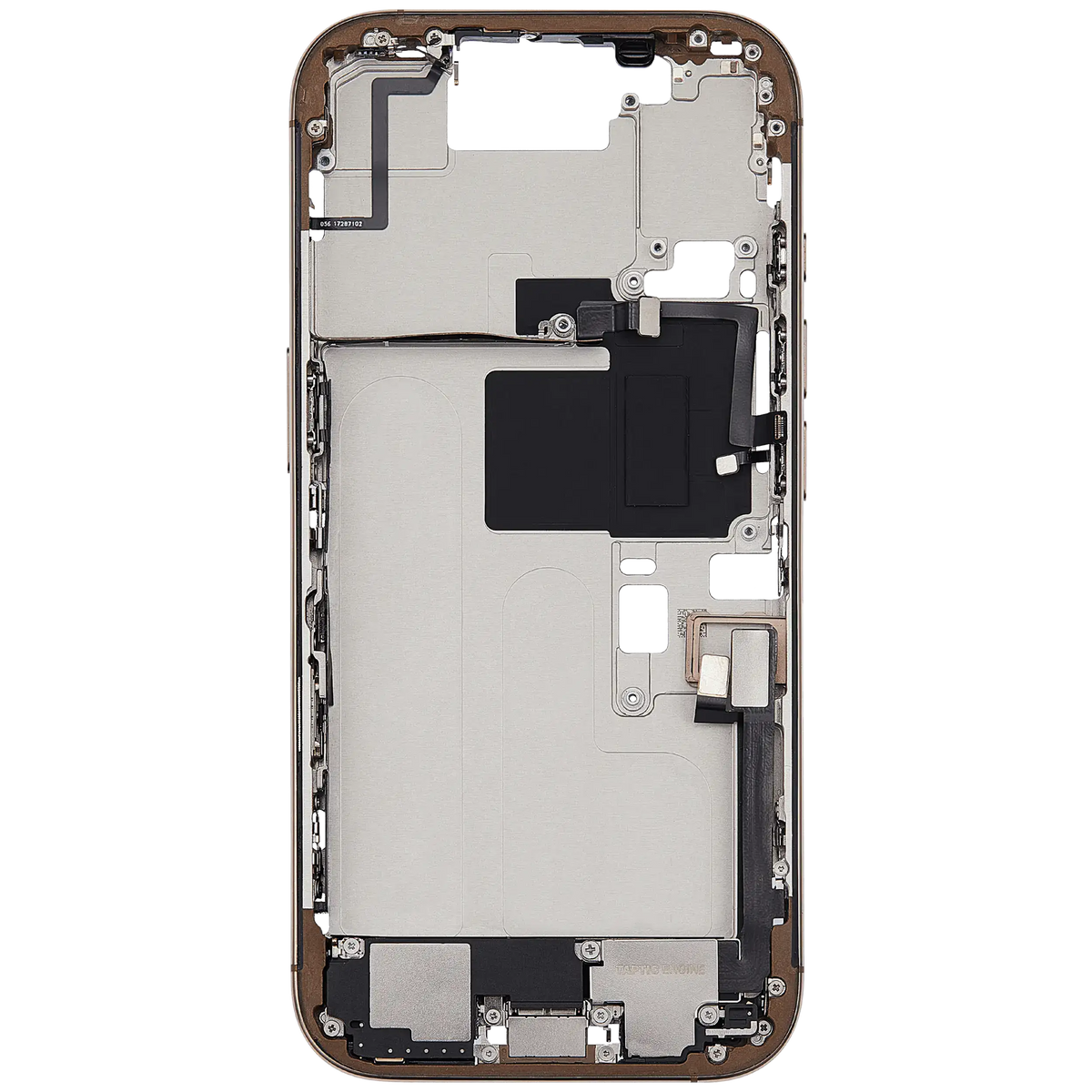 Mid Frame Housing W/ Charging Port Flex & Small Parts For I Phone 16 Pro (Eu / Global Version) (Used Oem Pull: Grade B) (Desert Titanium)