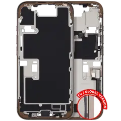 Mid Frame Housing W/ Charging Port Flex & Small Parts For I Phone 16 Pro (Eu / Global Version) (Used Oem Pull: Grade B) (Desert Titanium)