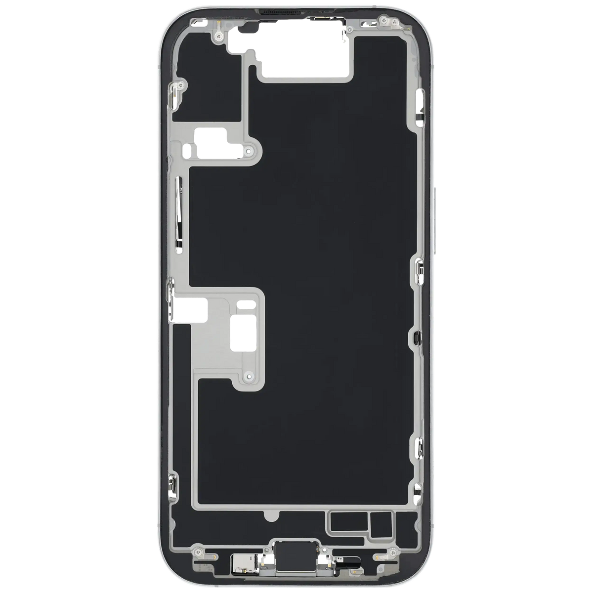 Mid Frame Housing W/ Charging Port Flex & Small Parts For I Phone 16 Pro (Eu / Global Version) (Used Oem Pull: Grade B) (White Titanium)