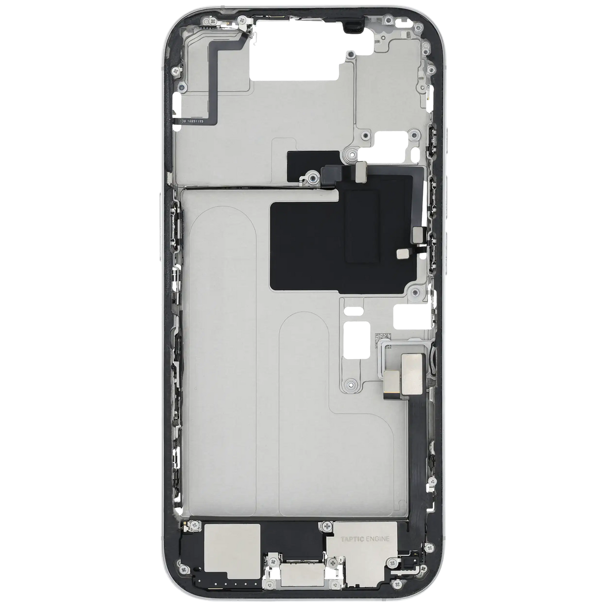 Mid Frame Housing W/ Charging Port Flex & Small Parts For I Phone 16 Pro (Eu / Global Version) (Used Oem Pull: Grade B) (White Titanium)