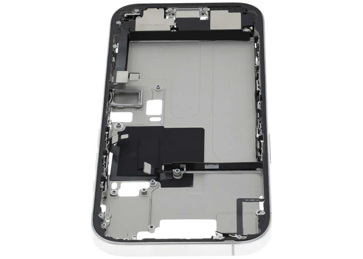 Mid Frame Housing W/ Charging Port Flex & Small Parts For I Phone 16 Pro (Eu / Global Version) (Used Oem Pull: Grade B) (White Titanium)