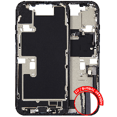 Mid Frame Housing W/ Charging Port Flex & Small Parts For I Phone 16 Pro (Eu / Global Version) (Used Oem Pull: Grade C) (Black Titanium)