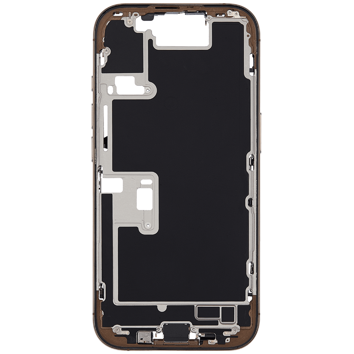 Mid Frame Housing W/ Charging Port Flex & Small Parts For I Phone 16 Pro (Eu / Global Version) (Used Oem Pull: Grade C) (Desert Titanium)