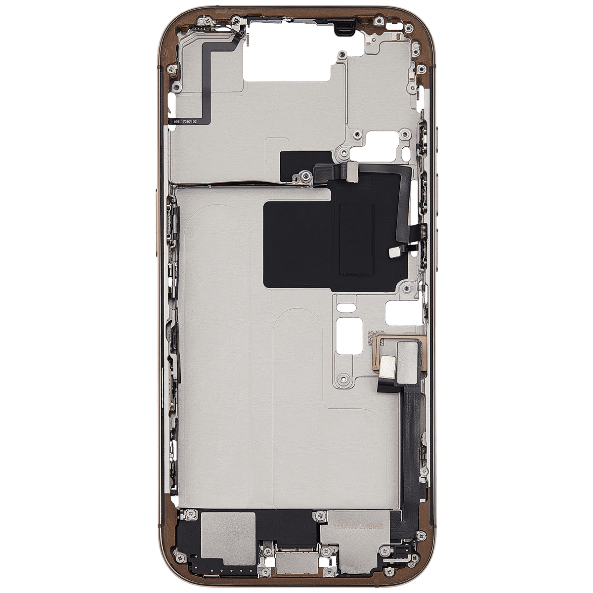 Mid Frame Housing W/ Charging Port Flex & Small Parts For I Phone 16 Pro (Eu / Global Version) (Used Oem Pull: Grade C) (Desert Titanium)