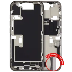 Mid Frame Housing W/ Charging Port Flex & Small Parts For I Phone 16 Pro (Eu / Global Version) (Used Oem Pull: Grade C) (Natural Titanium)