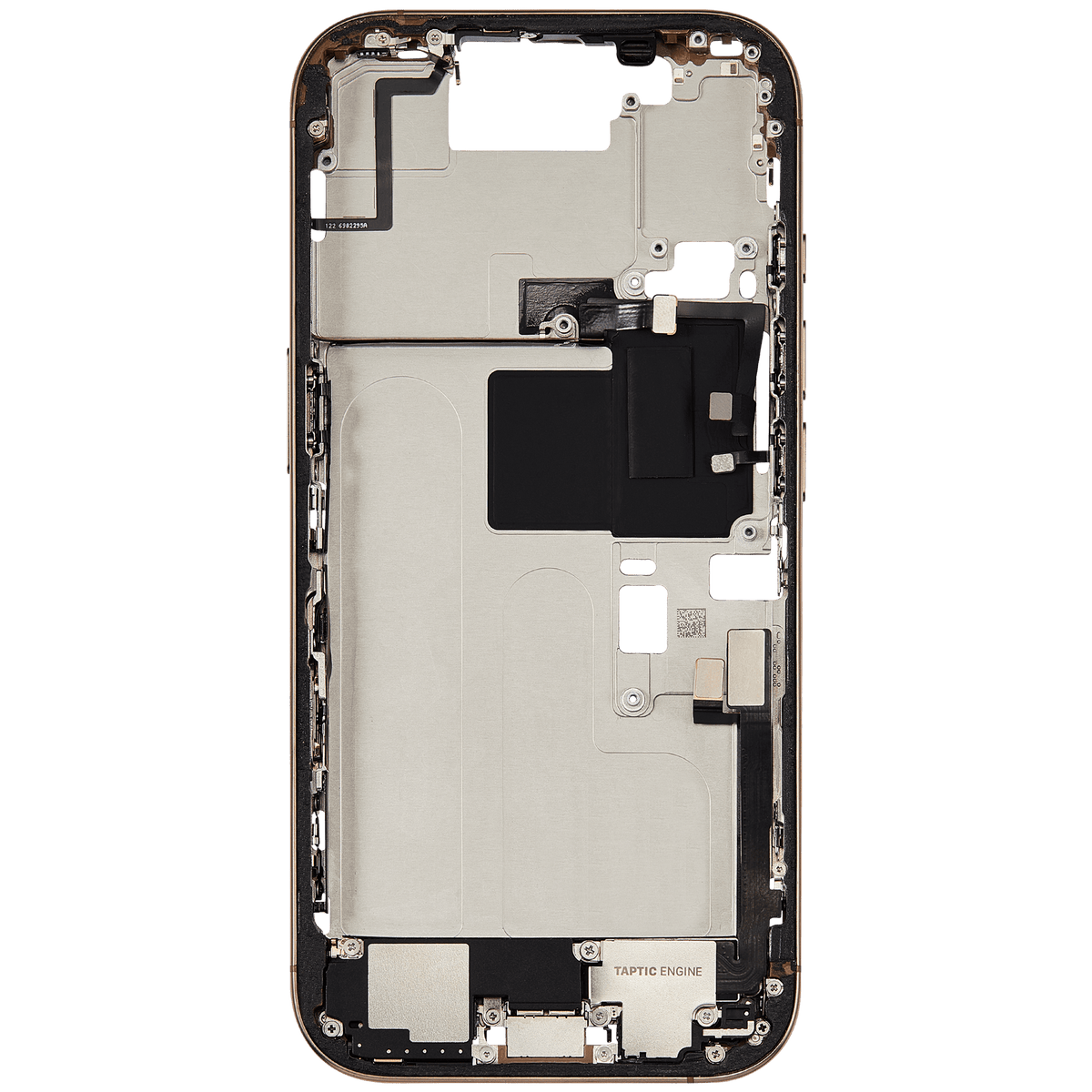 Mid Frame Housing W/ Charging Port Flex & Small Parts For I Phone 16 Pro (Us Version) (Used Oem Pull: Grade A) (Desert Titanium)