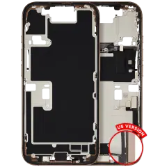 Mid Frame Housing W/ Charging Port Flex & Small Parts For I Phone 16 Pro (Us Version) (Used Oem Pull: Grade B) (Desert Titanium)