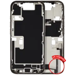 Mid Frame Housing W/ Charging Port Flex & Small Parts For I Phone 16 Pro (Us Version) (Used Oem Pull: Grade B) (Natural Titanium)