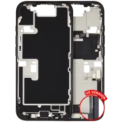 Mid Frame Housing W/ Charging Port Flex & Small Parts For I Phone 16 Pro (Us Version) (Used Oem Pull: Grade C) (Black Titanium)
