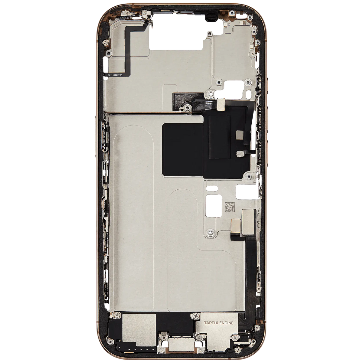 Mid Frame Housing W/ Charging Port Flex & Small Parts For I Phone 16 Pro (Us Version) (Used Oem Pull: Grade C) (Desert Titanium)