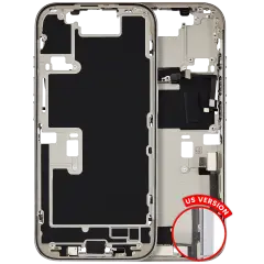 Mid Frame Housing W/ Charging Port Flex & Small Parts For I Phone 16 Pro (Us Version) (Used Oem Pull: Grade C) (White Titanium)