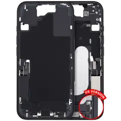 Mid Frame Housing W/ Charging Port Flex & Small Parts For I Phone 16 (Us Version) (Used Oem Pull: Grade A) (Black)