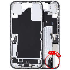 Mid Frame Housing W/ Charging Port Flex & Small Parts For I Phone 16 (Us Version) (Used Oem Pull: Grade B) (White)