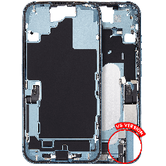 Mid Frame Housing W/ Charging Port Flex & Small Parts For I Phone 16 (Us Version) (Used Oem Pull: Grade C) (Teal)