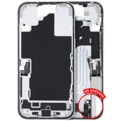 Mid Frame Housing W/ Charging Port Flex & Small Parts For I Phone 16 (Us Version) (Used Oem Pull: Grade C) (White)