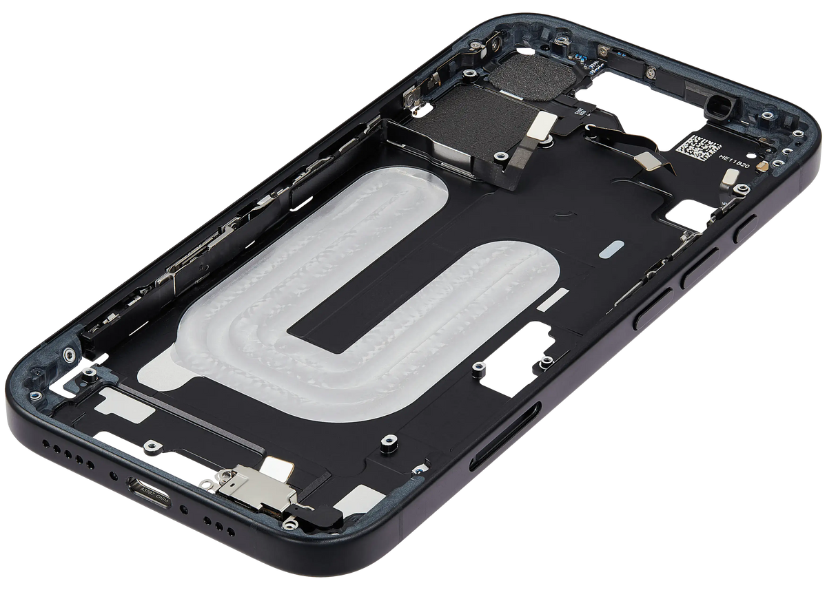 Mid Frame Housing W/ Small Parts For I Phone 16 (Eu / Global Version) (Used Oem Pull: Grade A) (Black)