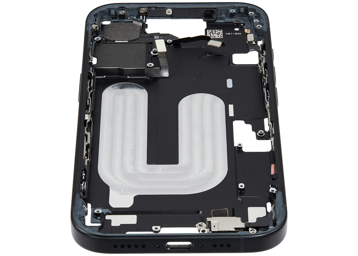 Mid Frame Housing W/ Small Parts For I Phone 16 (Eu / Global Version) (Used Oem Pull: Grade A) (Black)