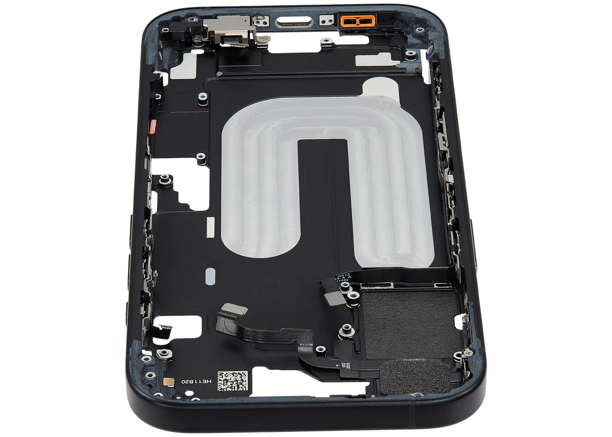 Mid Frame Housing W/ Small Parts For I Phone 16 (Eu / Global Version) (Used Oem Pull: Grade A) (Black)