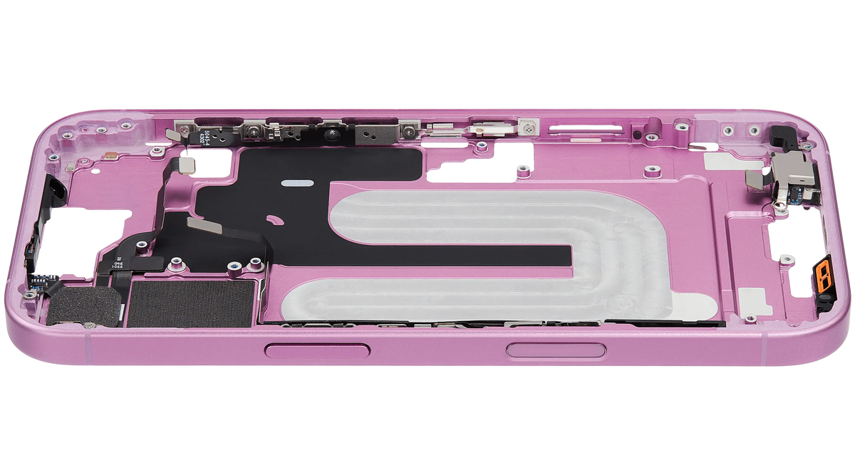 Mid Frame Housing W/ Small Parts For I Phone 16 (Eu / Global Version) (Used Oem Pull: Grade A) (Pink)