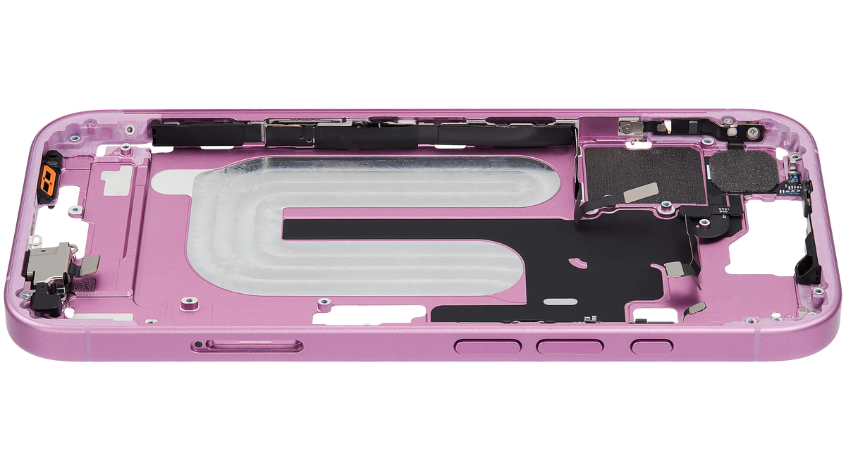 Mid Frame Housing W/ Small Parts For I Phone 16 (Eu / Global Version) (Used Oem Pull: Grade A) (Pink)
