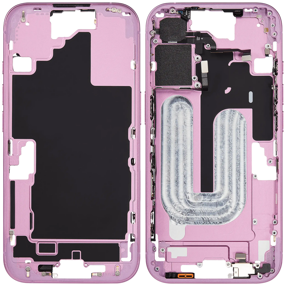 Mid Frame Housing W/ Small Parts For I Phone 16 (Eu / Global Version) (Used Oem Pull: Grade A) (Pink)