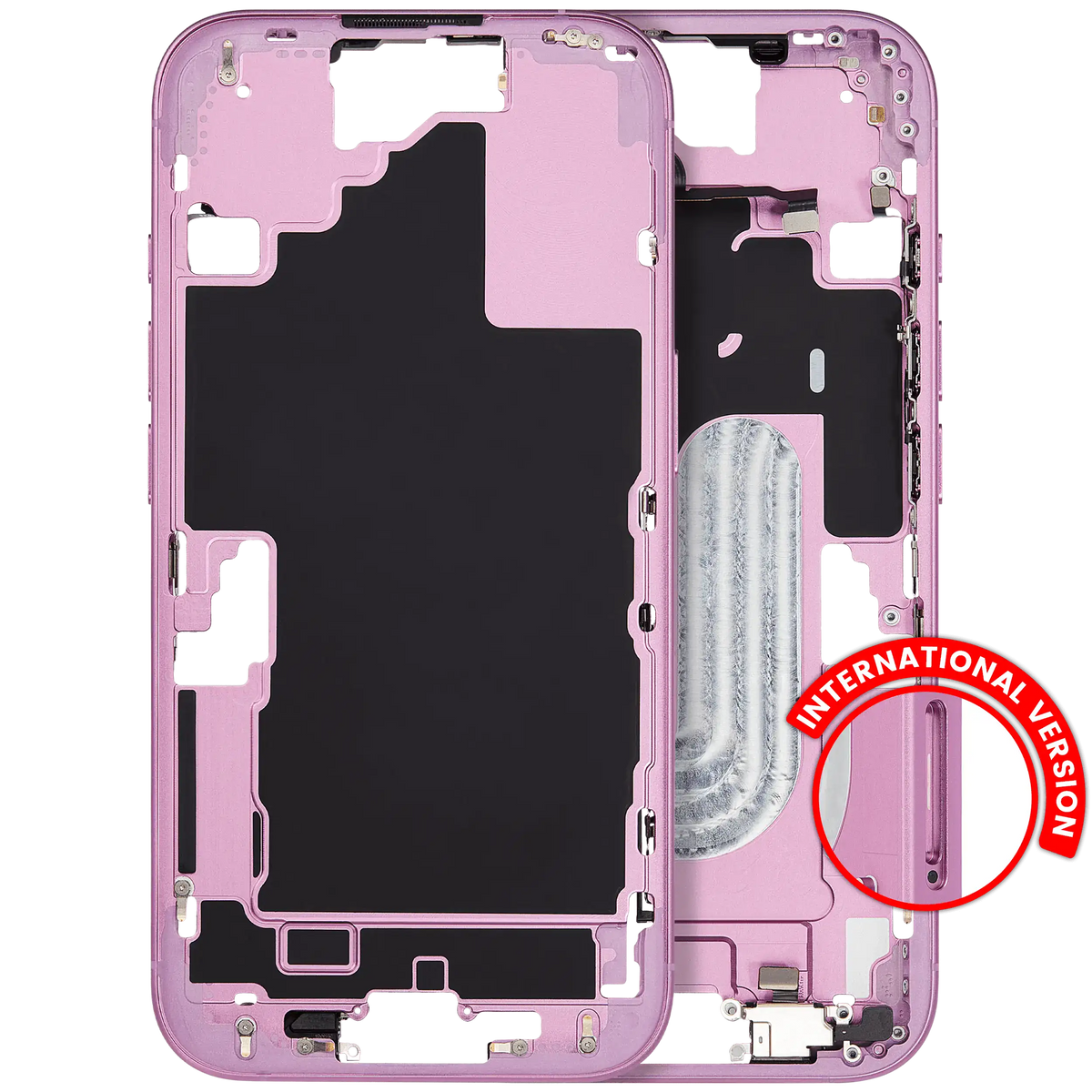 Mid Frame Housing W/ Small Parts For I Phone 16 (Eu / Global Version) (Used Oem Pull: Grade A) (Pink)