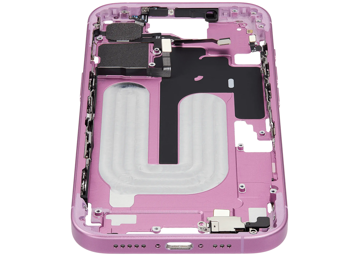 Mid Frame Housing W/ Small Parts For I Phone 16 (Eu / Global Version) (Used Oem Pull: Grade A) (Pink)