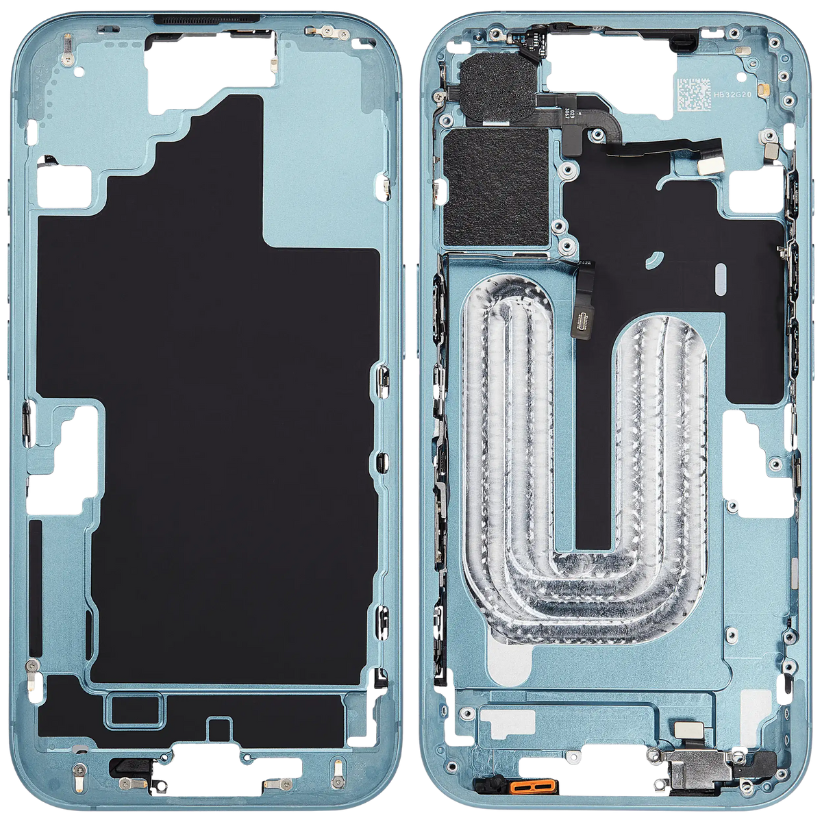 Mid Frame Housing W/ Small Parts For I Phone 16 (Eu / Global Version) (Used Oem Pull: Grade A) (Teal)