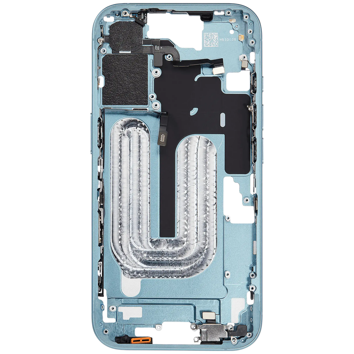 Mid Frame Housing W/ Small Parts For I Phone 16 (Eu / Global Version) (Used Oem Pull: Grade A) (Teal)