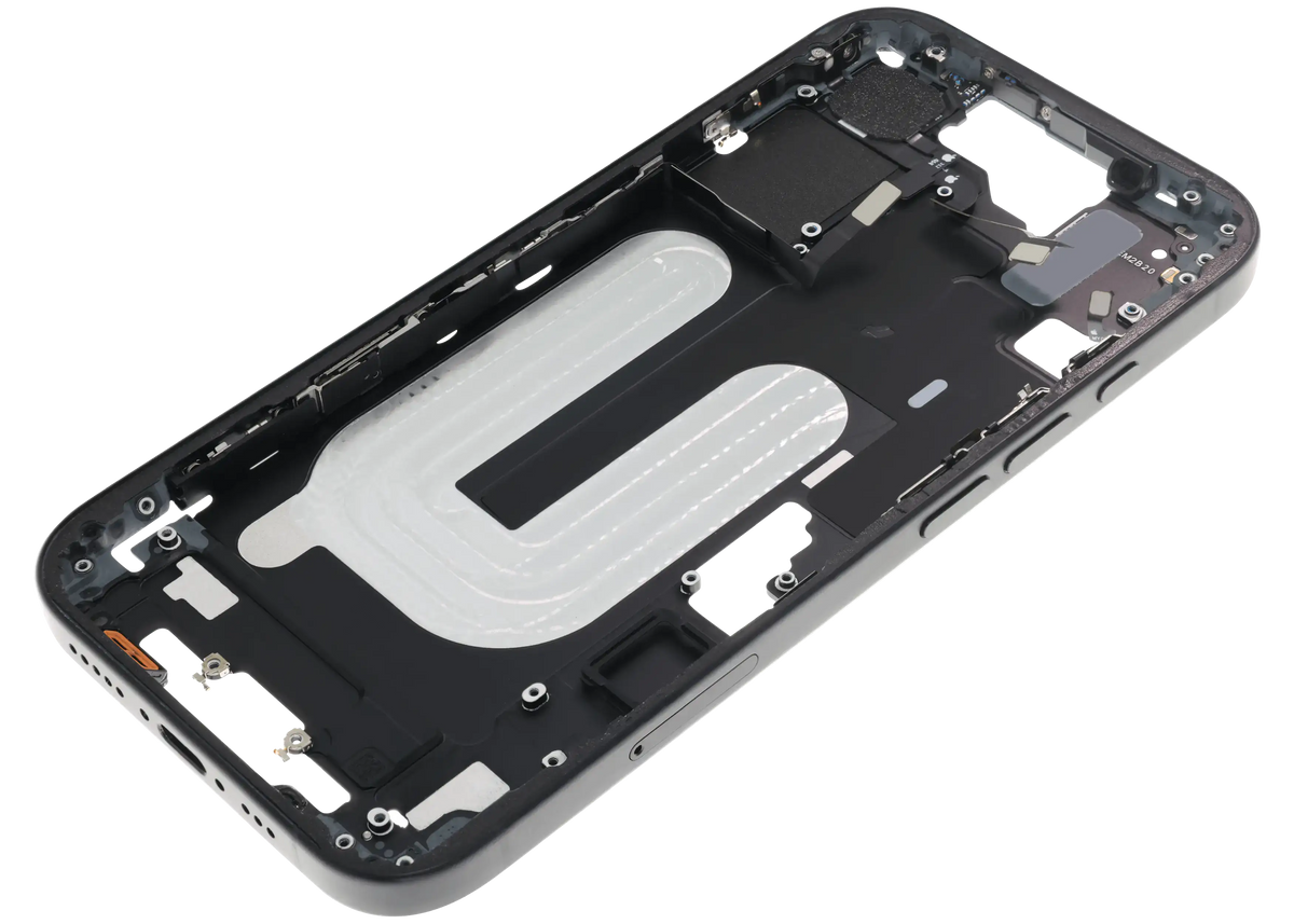 Mid Frame Housing W/ Small Parts For I Phone 16 (Eu / Global Version) (Used Oem Pull: Grade B) (Black)