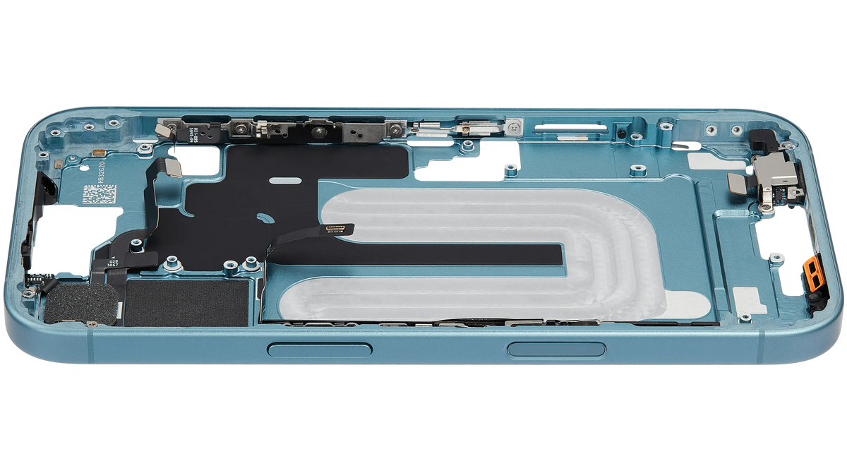 Mid Frame Housing W/ Small Parts For I Phone 16 (Eu / Global Version) (Used Oem Pull: Grade B) (Teal)