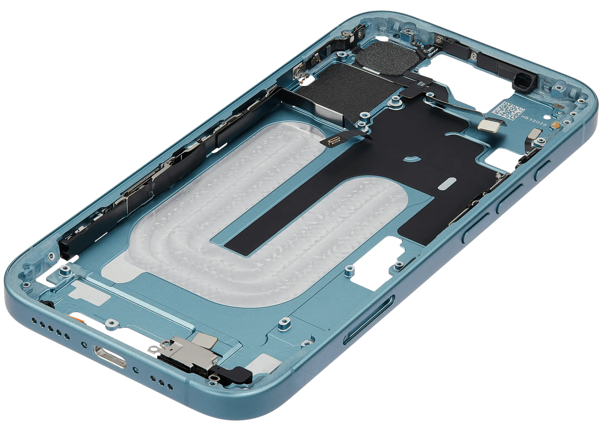 Mid Frame Housing W/ Small Parts For I Phone 16 (Eu / Global Version) (Used Oem Pull: Grade B) (Teal)