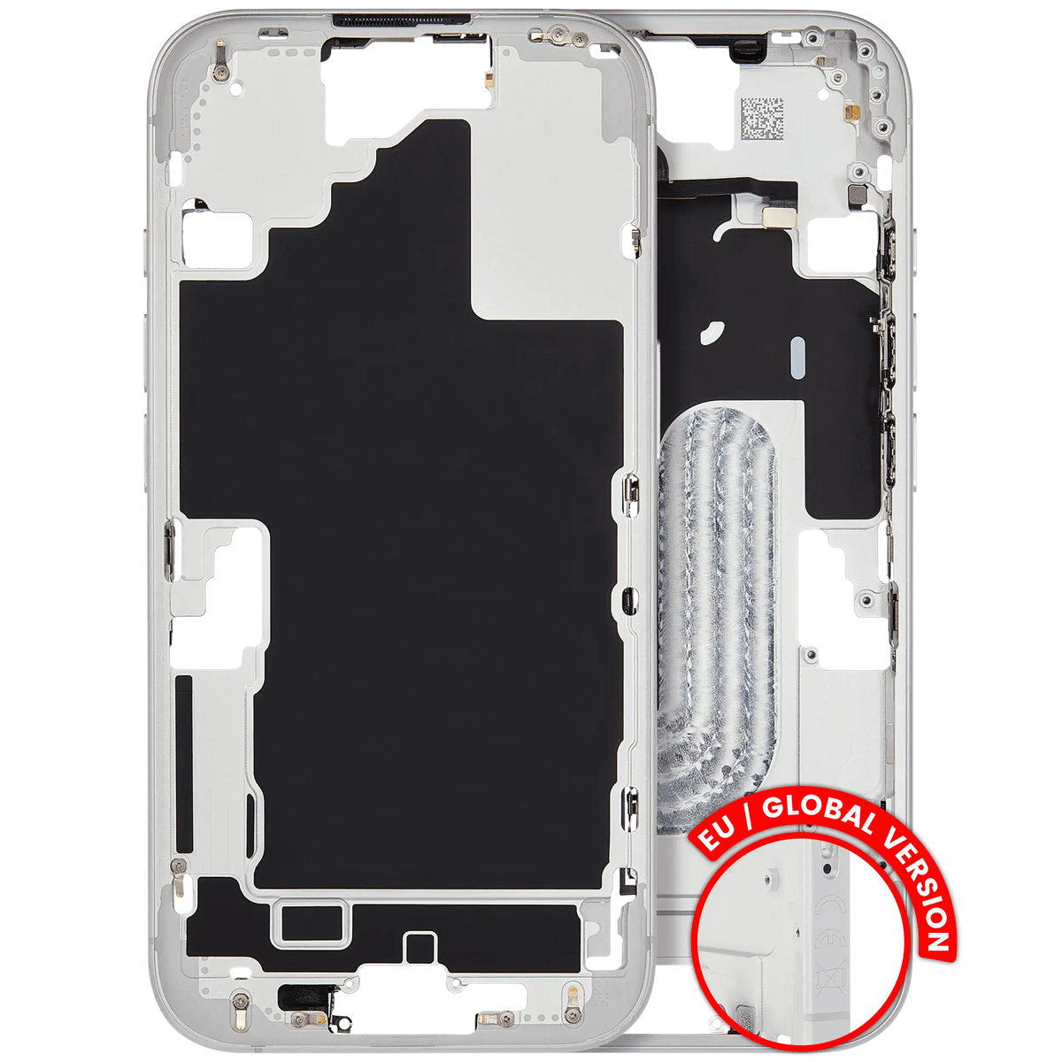 Mid Frame Housing W/ Small Parts For I Phone 16 (Eu / Global Version) (Used Oem Pull: Grade B) (White)