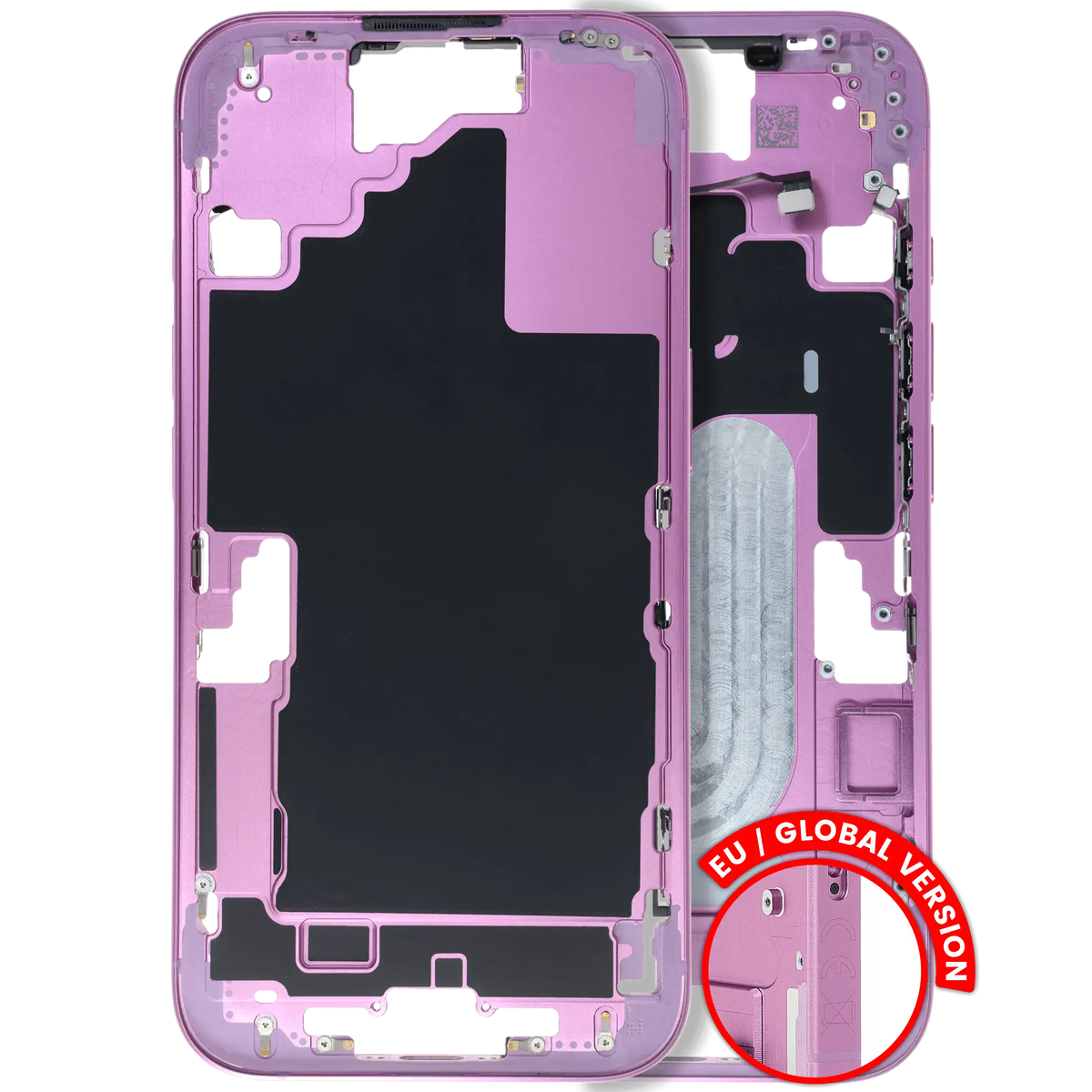 Mid Frame Housing W/ Small Parts For I Phone 16 (Eu / Global Version) (Used Oem Pull: Grade C) (Pink)